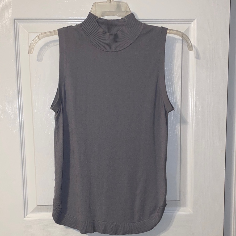 LOFT Charcoal Gray Mock Neck Knit Tank Top